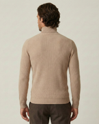 Pull homme col roulé maille côtelée manches longues relief - Tadeo