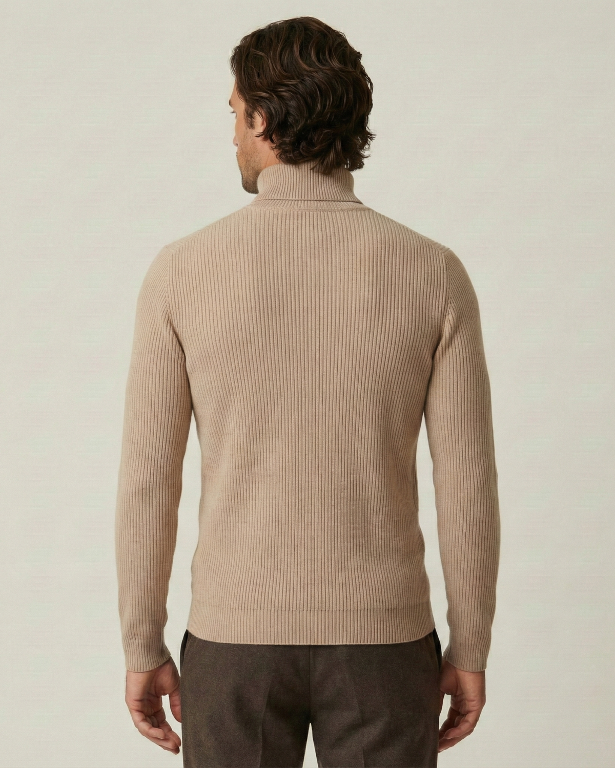 Pull homme col roulé maille côtelée manches longues relief - Tadeo