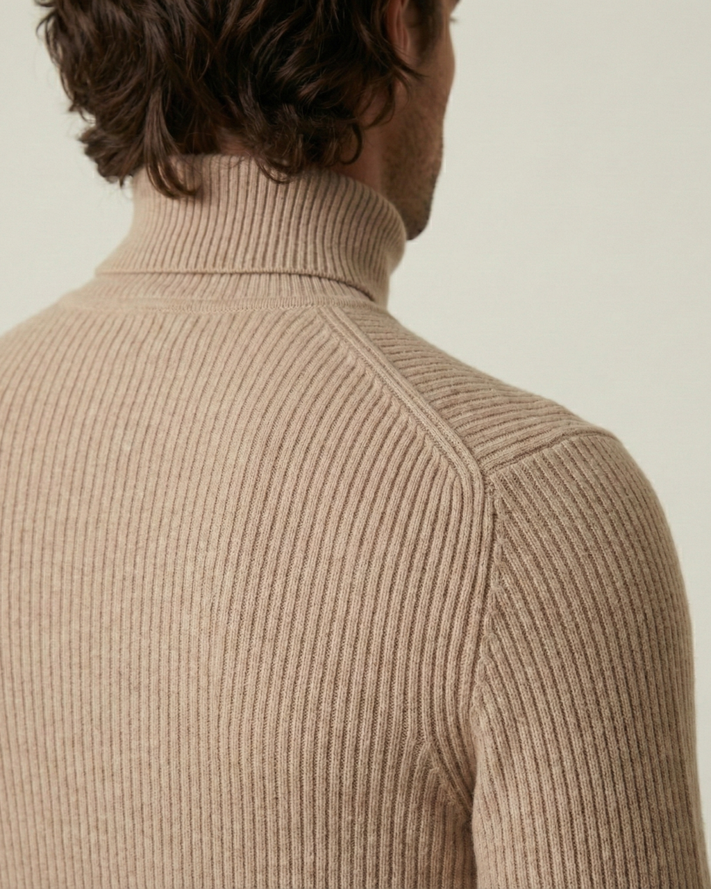 Pull homme col roulé maille côtelée manches longues relief - Tadeo