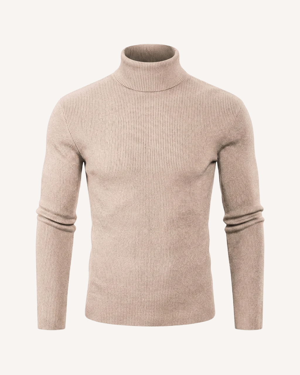 Pull homme col roulé maille côtelée manches longues relief - Tadeo