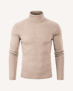 Pull homme col roulé maille côtelée manches longues relief - Tadeo