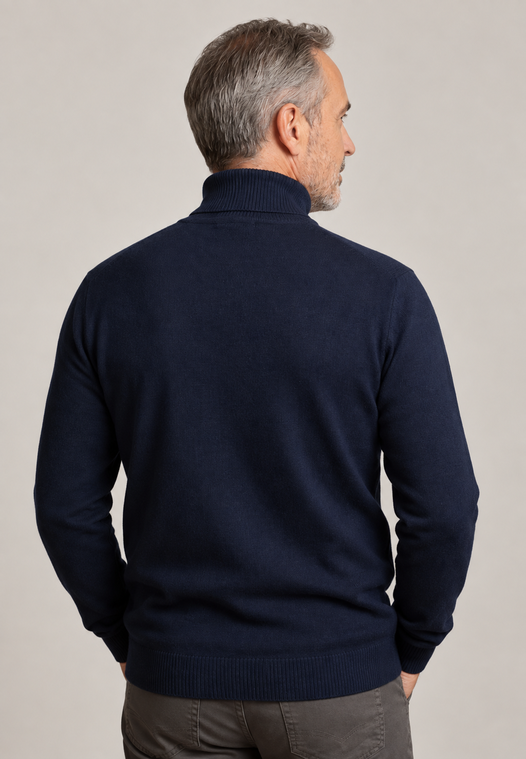 Pull homme col roulé maille unie manches longues basique - Savio