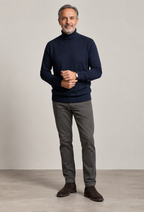 Pull homme col roulé maille unie manches longues basique - Savio