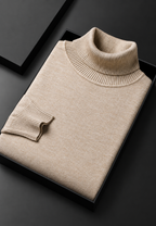 Pull homme col roulé maille unie manches longues basique - Savio