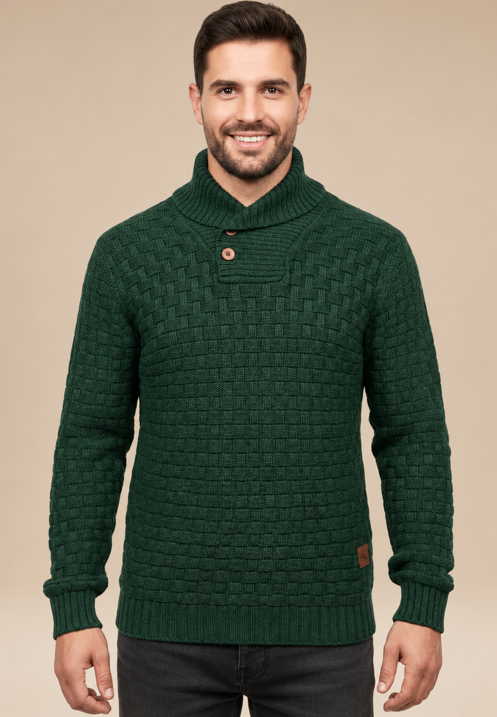 Pull homme col châle boutons maille texturée relief - Hadrian