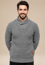 Pull homme col châle boutons maille texturée relief - Hadrian