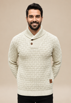 Pull homme col châle boutons maille texturée relief - Hadrian