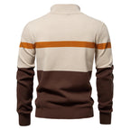 Pull homme maille demi-zip rayures col montant chaud - Aurel