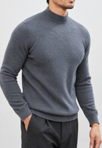 Pull maille fine homme col montant léger mi-saison - Émeric
