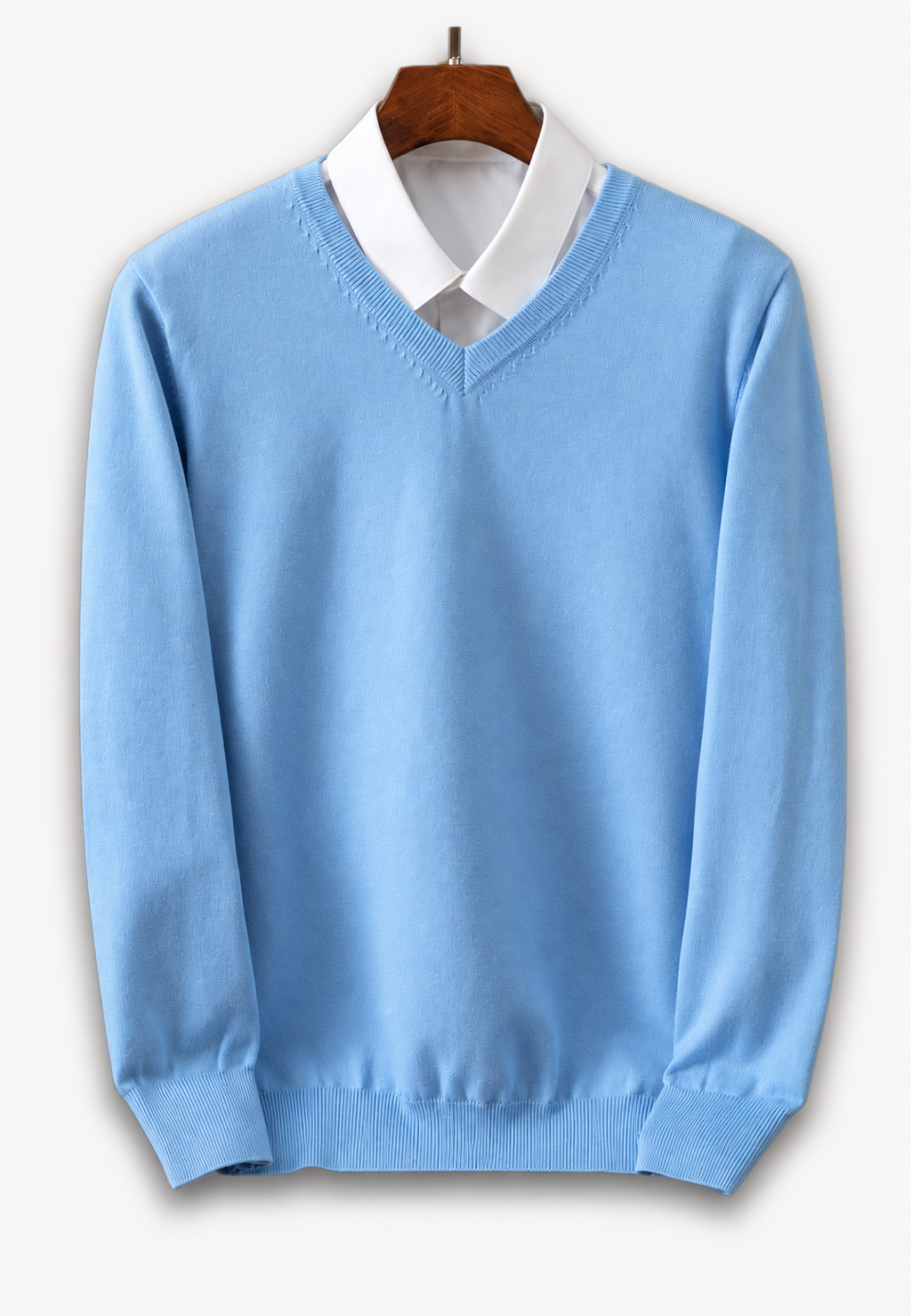 Pull homme col V manches longues maille unie classique - Lucan