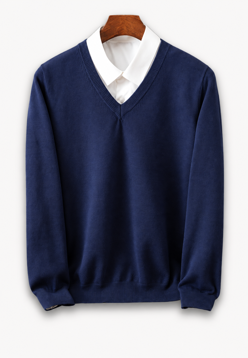 Pull homme col V manches longues maille unie classique - Lucan