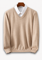Pull homme col V manches longues maille unie classique - Lucan