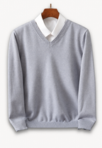 Pull homme col V manches longues maille unie classique - Lucan