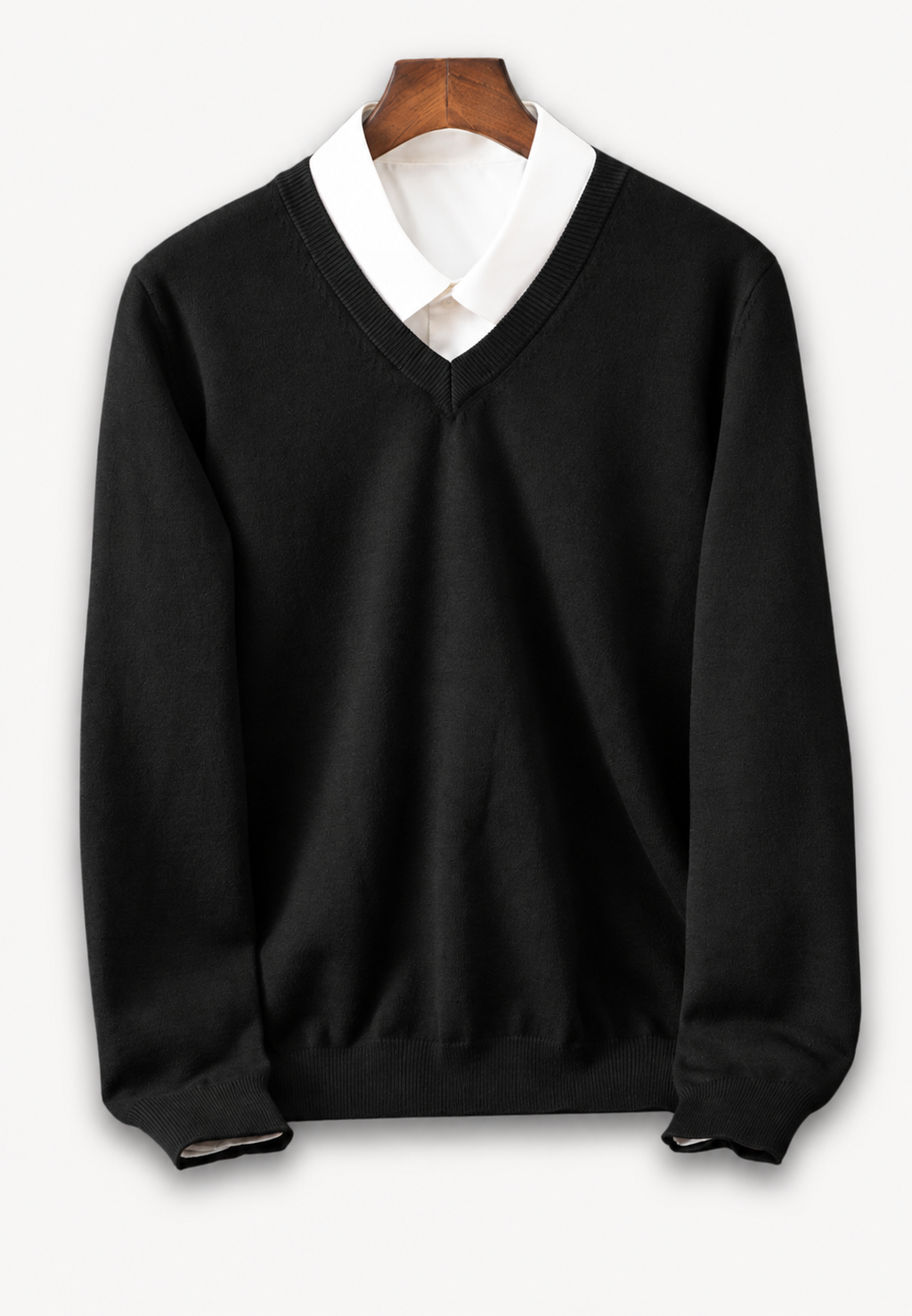 Pull homme col V manches longues maille unie classique - Lucan