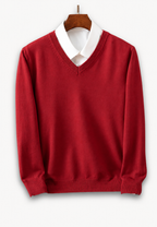 Pull homme col V manches longues maille unie classique - Lucan