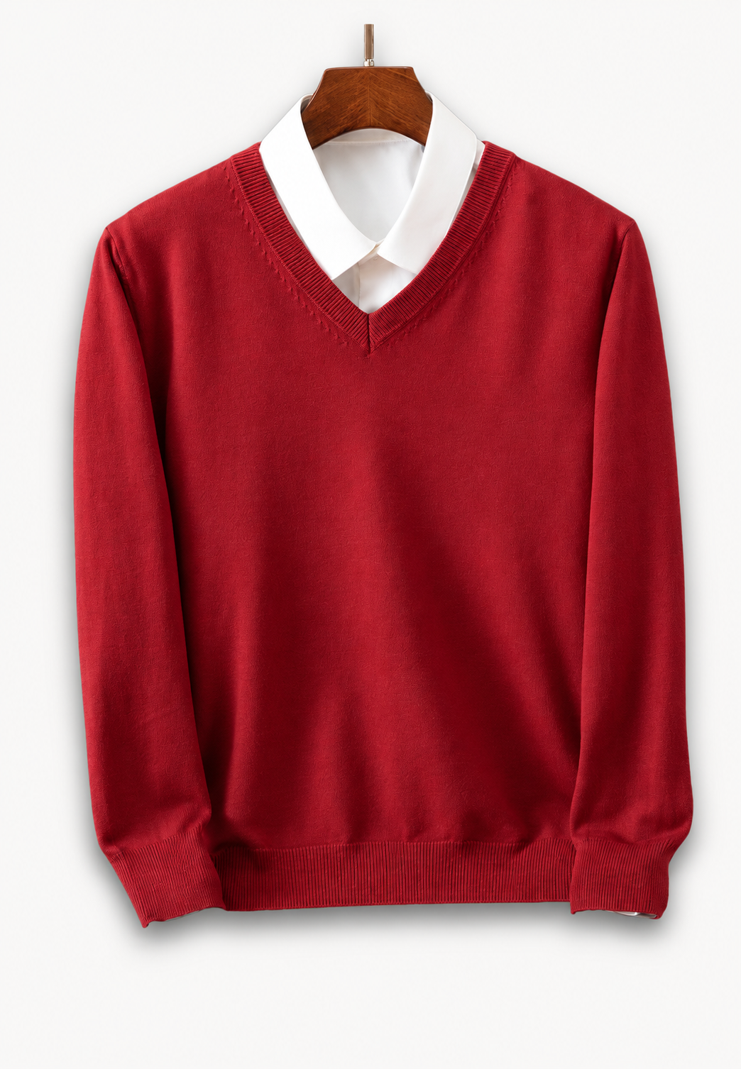 Pull homme col V manches longues maille unie classique - Lucan