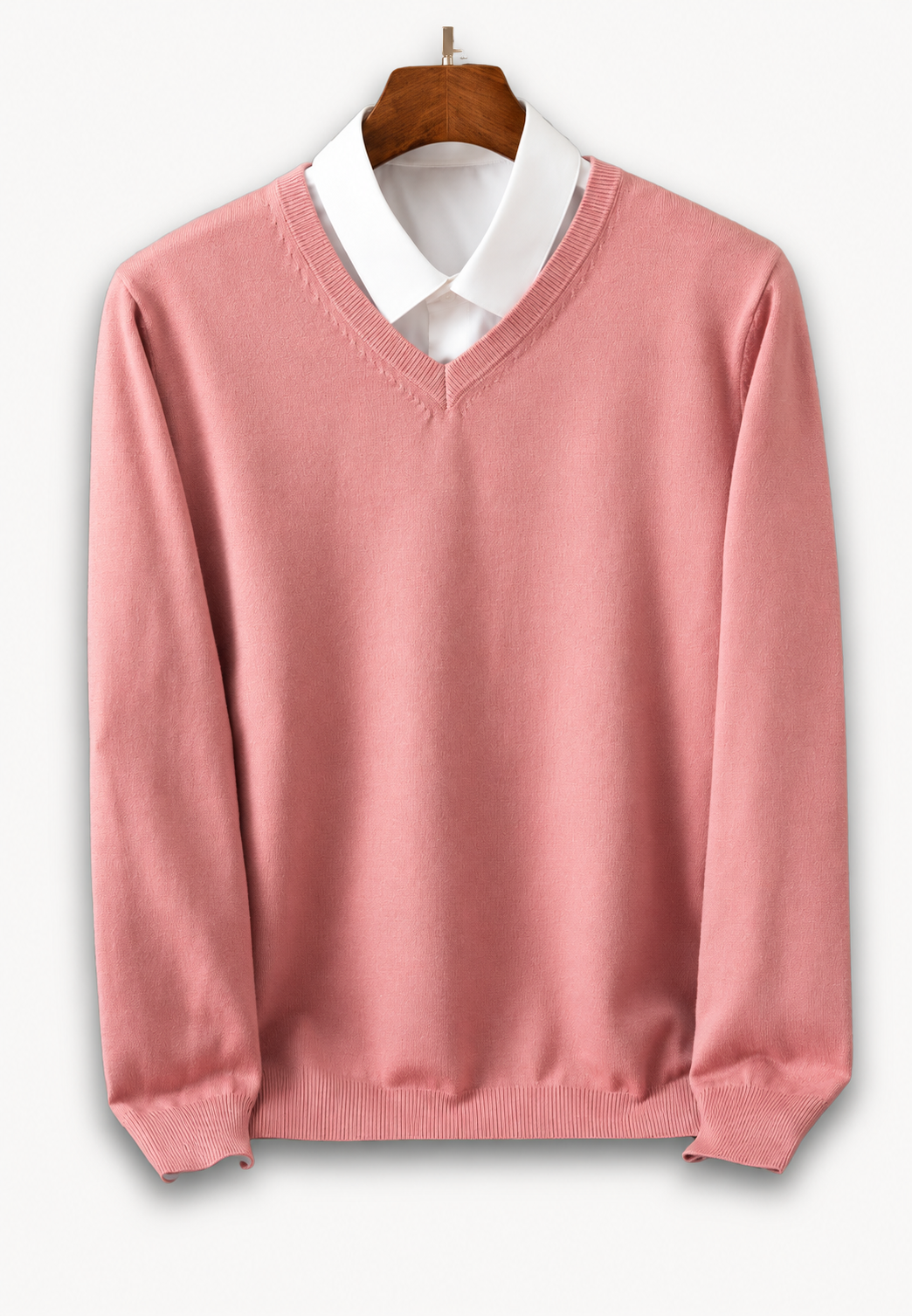 Pull homme col V manches longues maille unie classique - Lucan