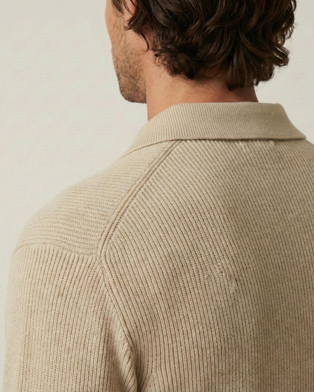 Pull homme col polo demi-zip maille côtelée tricot - Ilan