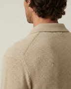 Pull homme col polo demi-zip maille côtelée tricot - Ilan