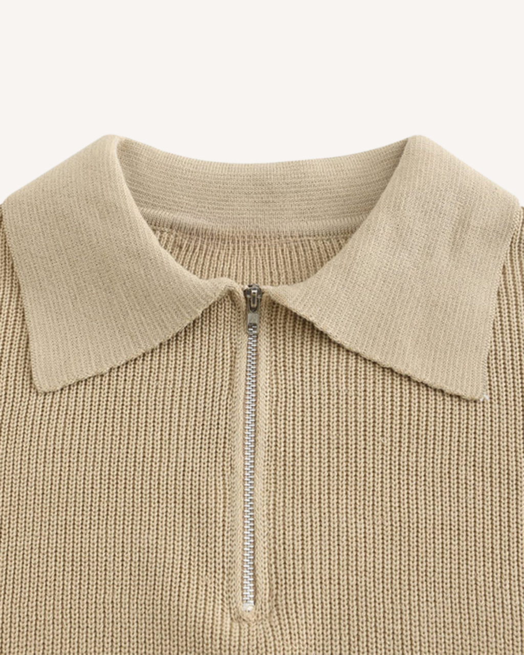 Pull homme col polo demi-zip maille côtelée tricot - Ilan