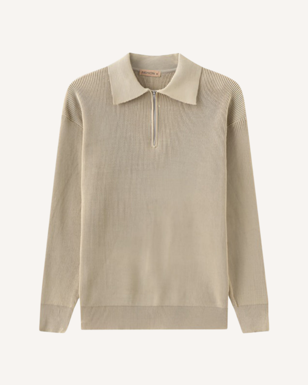 Pull homme col polo demi-zip maille côtelée tricot - Ilan