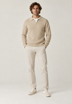 Pull homme col polo demi-zip maille côtelée tricot - Ilan