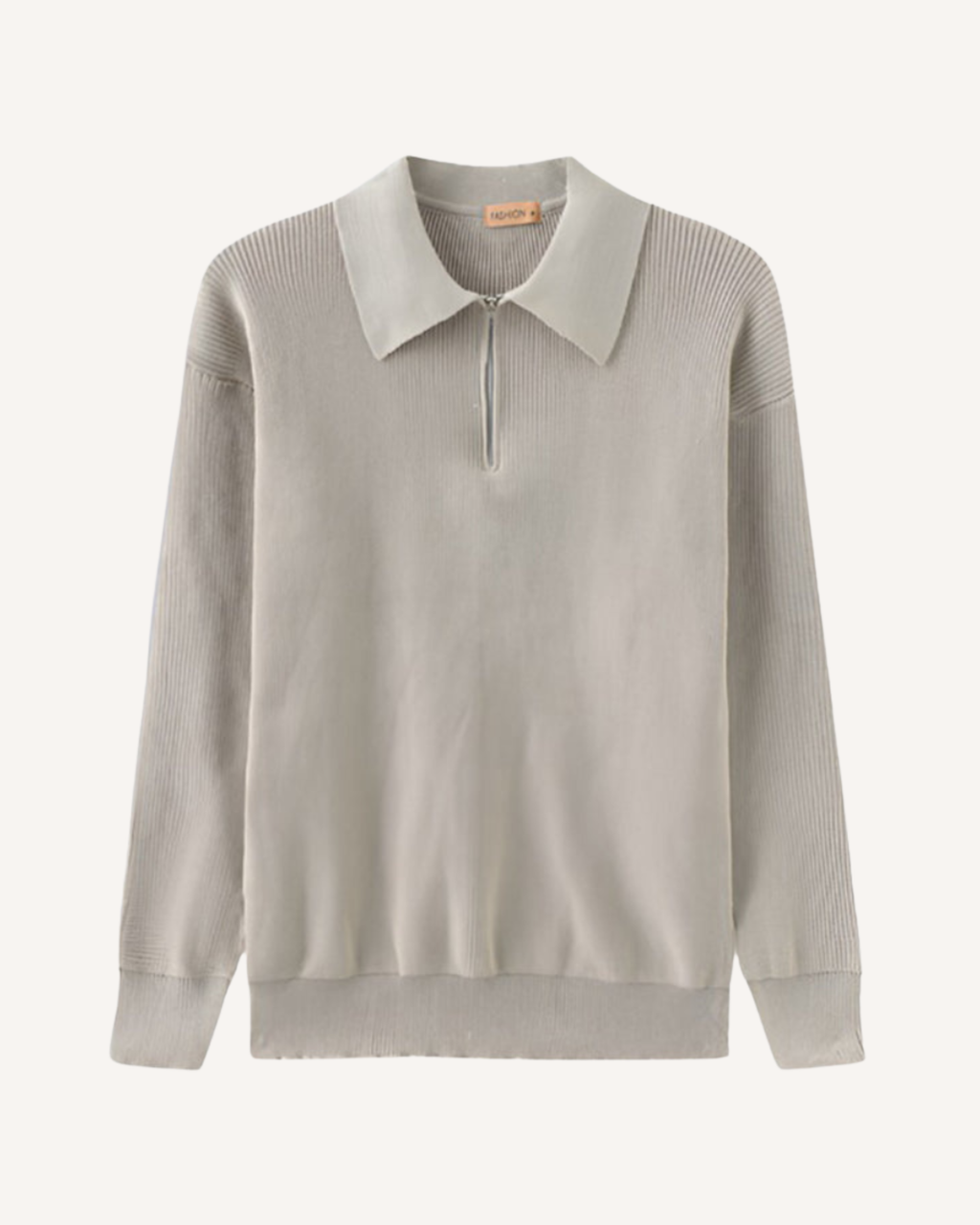 Pull homme col polo demi-zip maille côtelée tricot - Ilan