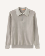 Pull homme col polo demi-zip maille côtelée tricot - Ilan
