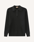 Pull homme col polo demi-zip maille côtelée tricot - Ilan