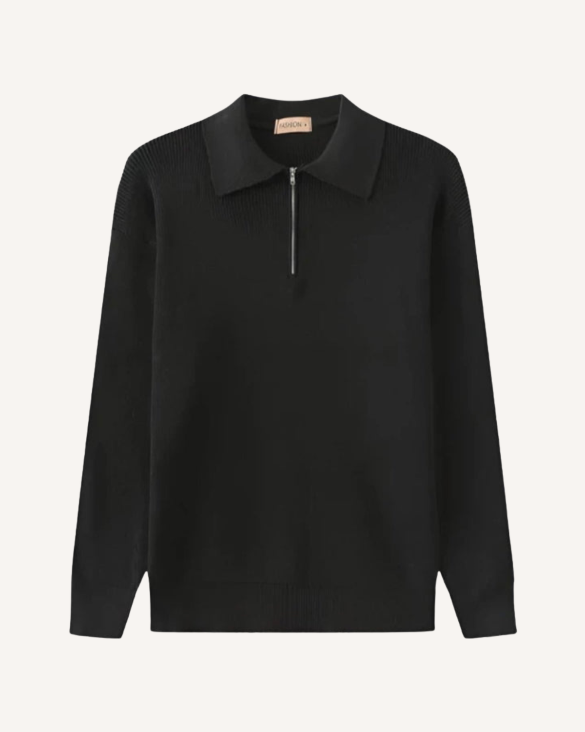 Pull homme col polo demi-zip maille côtelée tricot - Ilan
