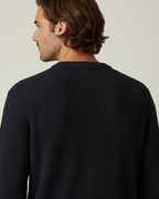 Pull homme col rond maille côtelée manches longues texture - Evren