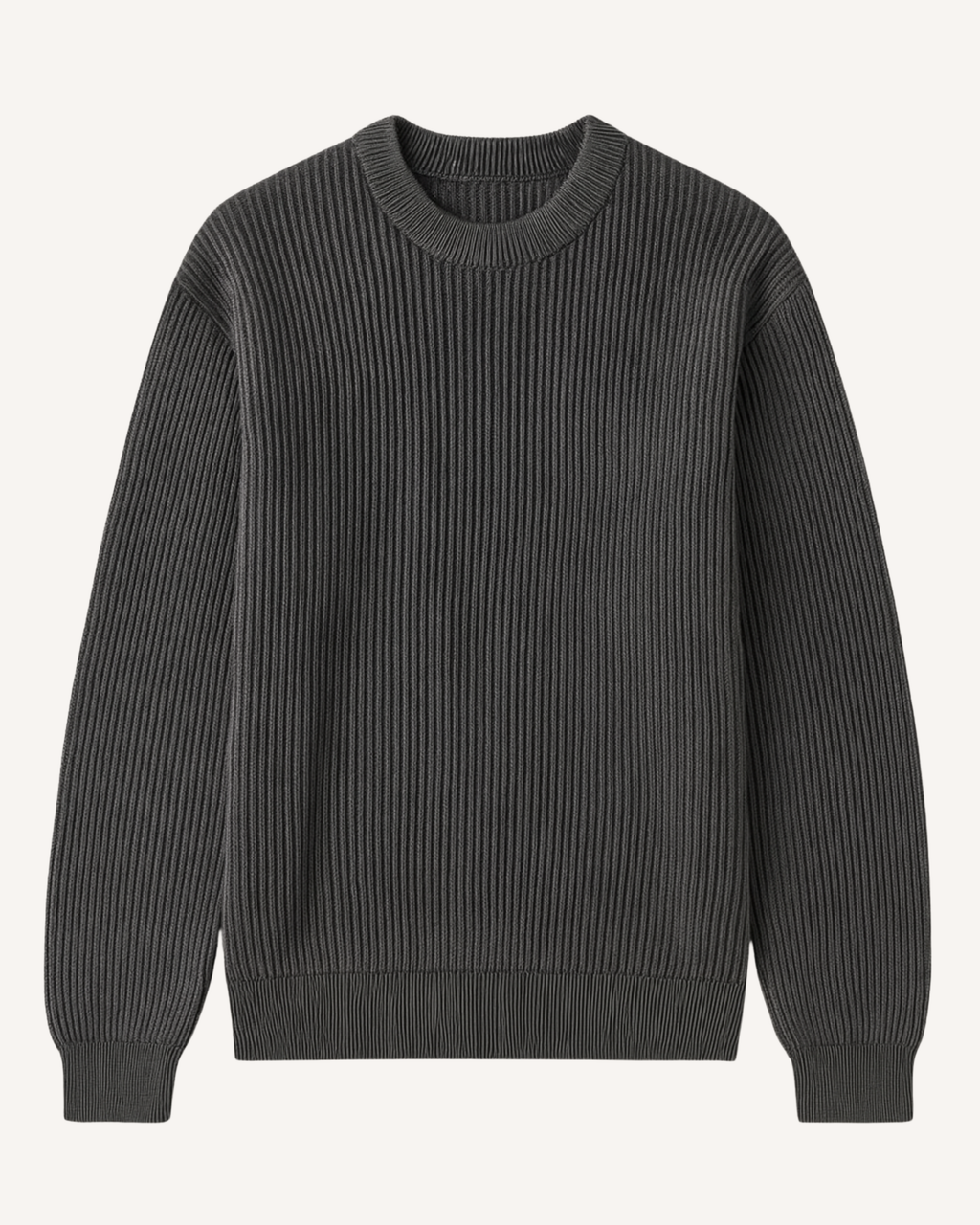Pull homme col rond maille côtelée manches longues texture - Evren