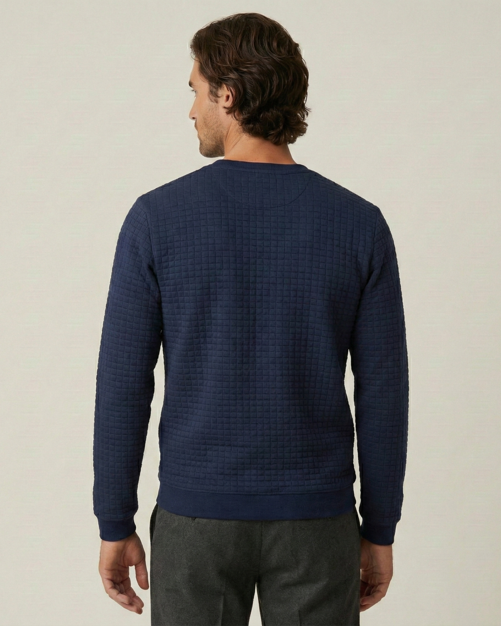 Pull homme col rond maille gaufrée manches longues texture - Loris