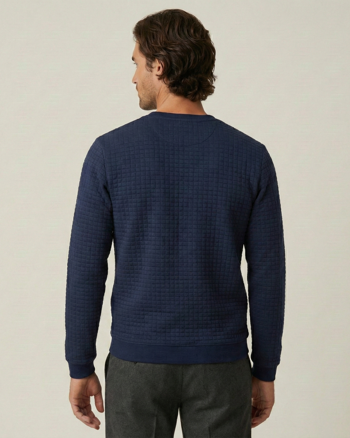Pull homme col rond maille gaufrée manches longues texture - Loris