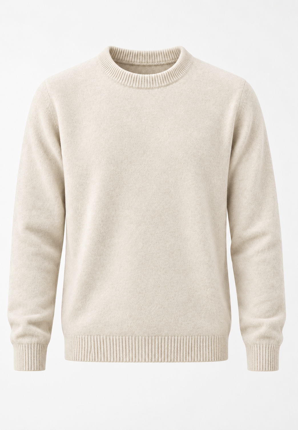 Pull homme col rond maille unie manches longues intemporel - Dorian