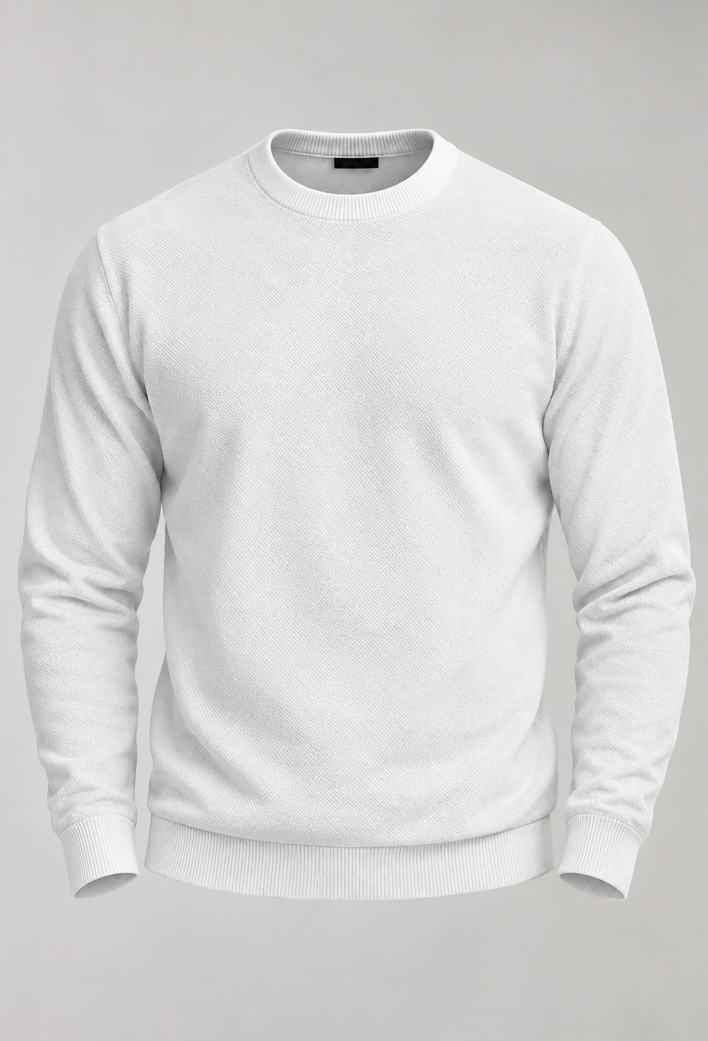 Pull homme col rond maille unie manches longues basique - Nikolai