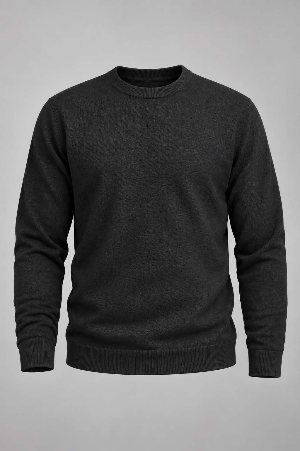 Pull homme col rond maille unie manches longues basique - Nikolai