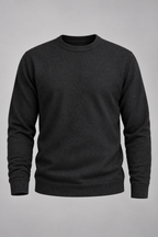 Pull homme col rond maille unie manches longues basique - Nikolai