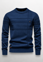 Pull homme col rond maille texturée lignes en relief - Silas