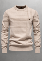 Pull homme col rond maille texturée lignes en relief - Silas