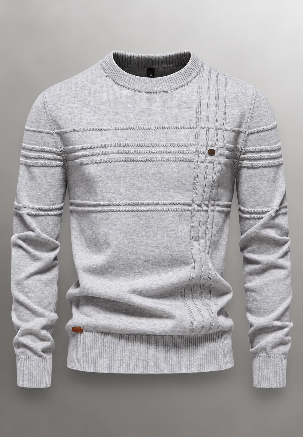 Pull homme col rond maille texturée lignes en relief - Silas