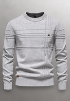 Pull homme col rond maille texturée lignes en relief - Silas