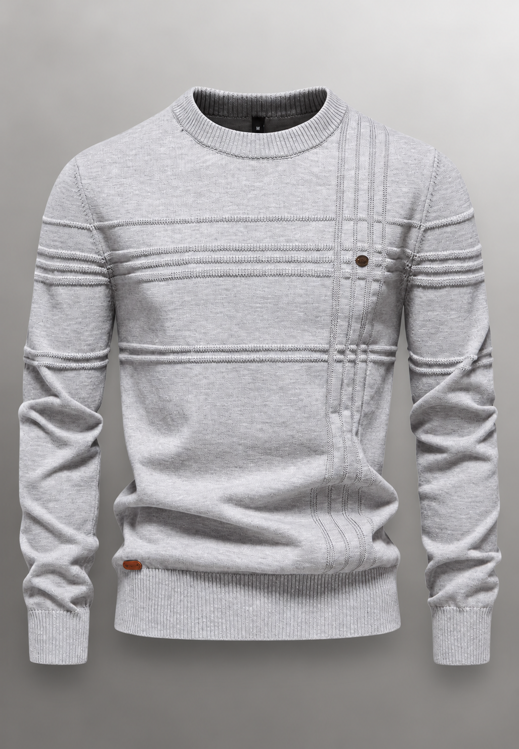 Pull homme col rond maille texturée lignes en relief - Silas