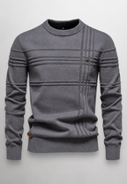 Pull homme col rond maille texturée lignes en relief - Silas