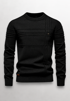 Pull homme col rond maille texturée lignes en relief - Silas