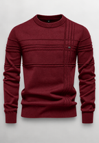 Pull homme col rond maille texturée lignes en relief - Silas