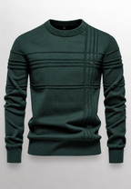 Pull homme col rond maille texturée lignes en relief - Silas