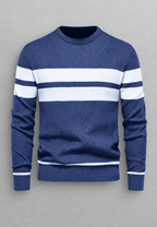 Pull homme col rond rayé maille texturée graphique - Tobias