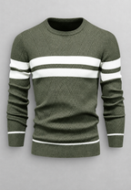 Pull homme col rond rayé maille texturée graphique - Tobias