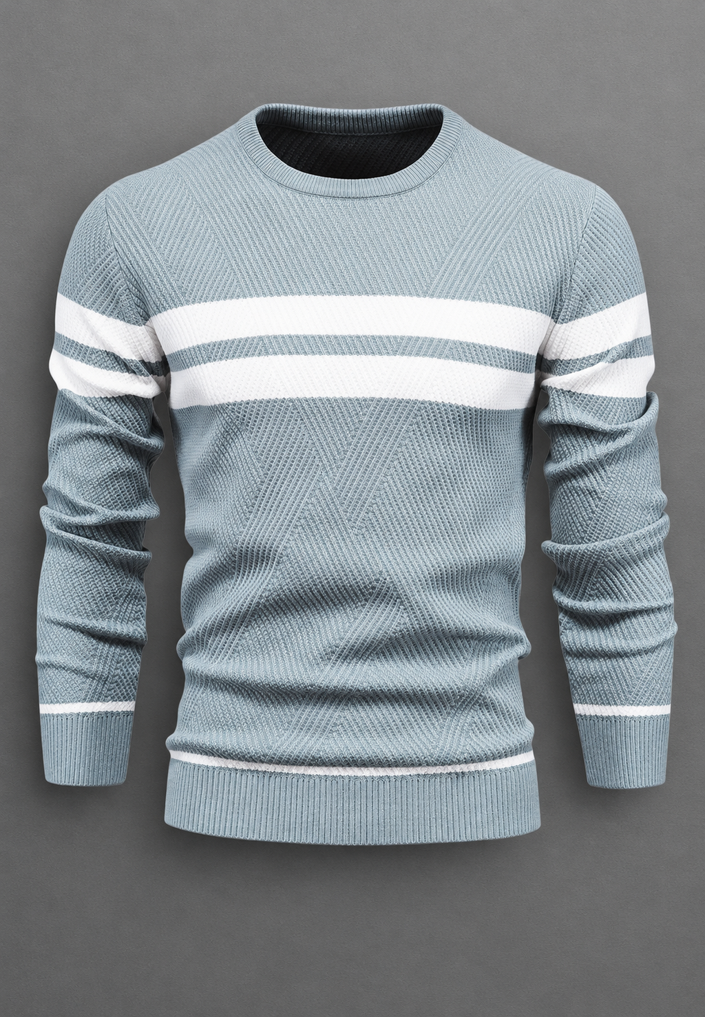 Pull homme col rond rayé maille texturée graphique - Tobias